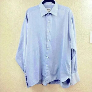 Lorenzini Made In Italy Men's Dress Shirt 17/43 XL Blue/White Striped